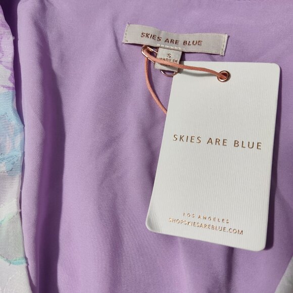 Skies Are Blue Cleo Coquette Puffy Tie Sleeve Floral Jacquard Wrap Dress S NWT - Picture 14 of 14